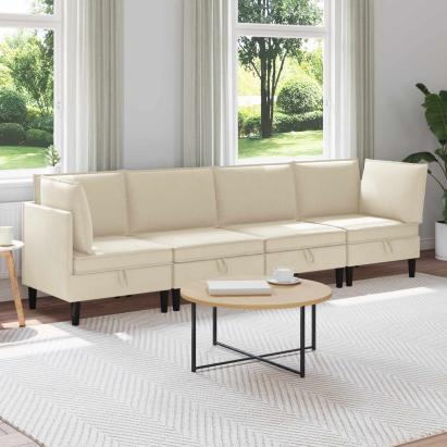 Set de mobilier pentru living 4 pcs Crem Țesătură GartenMobel Dekor