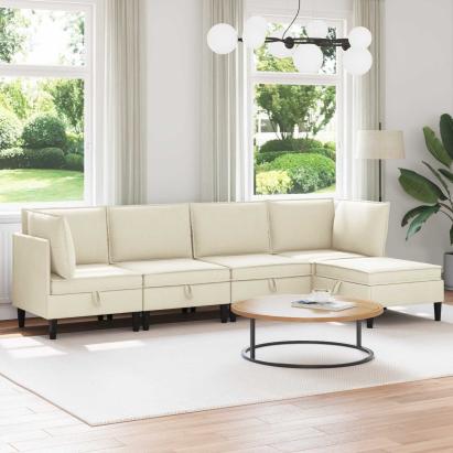 Set de mobilier pentru living 5 pcs Crem Țesătură GartenMobel Dekor