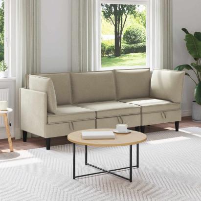 Set de mobilier pentru living 3 pcs Nisipiu Țesătură GartenMobel Dekor