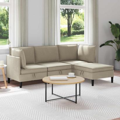 Set de mobilier pentru living 4 pcs Nisipiu Țesătură GartenMobel Dekor