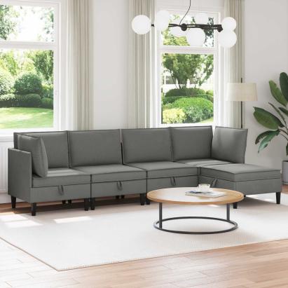 Set de mobilier pentru living 5 pcs Gri închis Țesătură GartenMobel Dekor