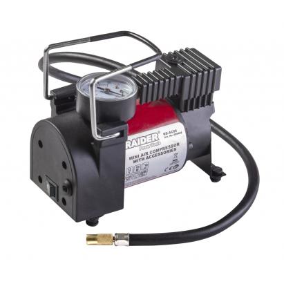 Minicompresor auto 12V 120W 35 l/min cu manometru si accesorii Raider RD-AC05