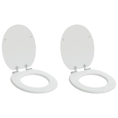 Capac de toaletă cu închidere lentă 2 pcs Alb 44 x 38 cm GartenMobel Dekor