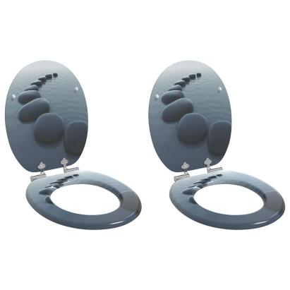 Capac de toaletă cu închidere lentă 2 pcs Gri 44 x 38 cm GartenMobel Dekor