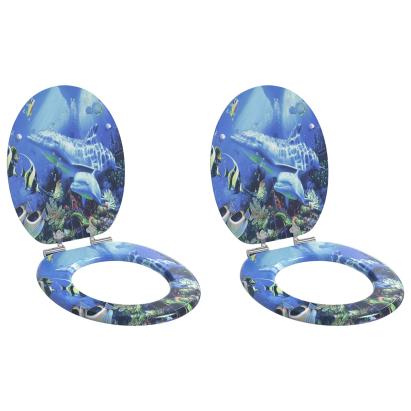 Capac de toaletă cu închidere lentă 2 pcs albastru 44 x 38 cm GartenMobel Dekor