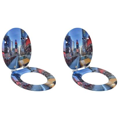 Capac de toaletă cu închidere lentă 2 pcs Multicolour Placă MDF GartenMobel Dekor