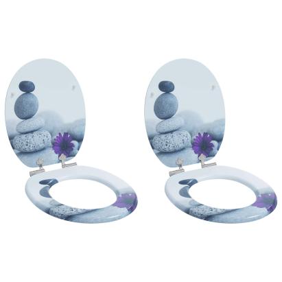 Capac de toaletă cu închidere lentă 2 pcs Gri 44 x 38 cm GartenMobel Dekor