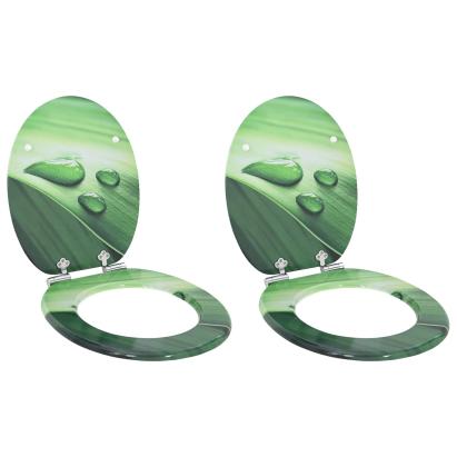 Capac de toaletă cu închidere lentă 2 pcs Picătură Verde GartenMobel Dekor