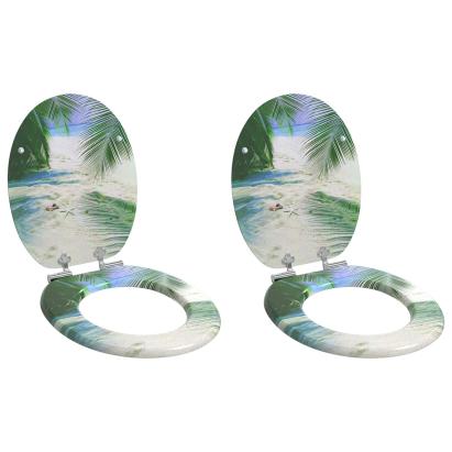 Capac de toaletă cu închidere lentă 2 pcs Verde 44 x 38 cm GartenMobel Dekor
