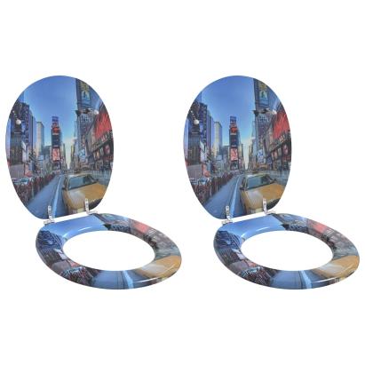 Capac de toaletă cu închidere lentă 2 pcs Gri 44 x 38 cm GartenMobel Dekor