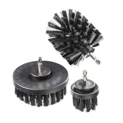 Set 3 perii din plastic pentru bormasina, prindere HEX 1/4, Raider