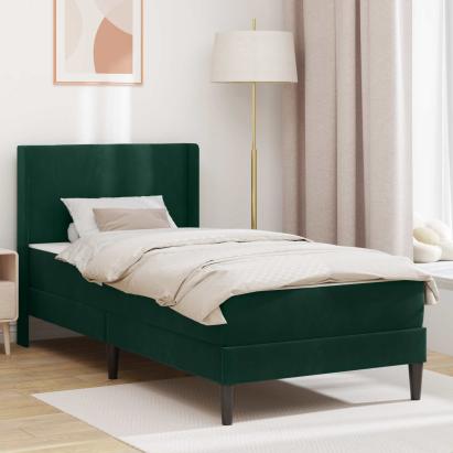 Cadru de pat cu saltea Verde închis 100 x 200 cm Catifea GartenMobel Dekor