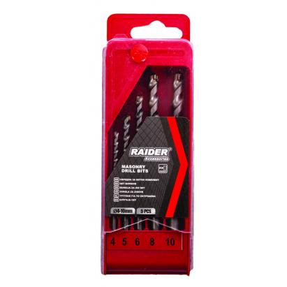 Set burghie pentru zidarie Raider, 5 piese, 4-10 mm, pentru beton si piatra