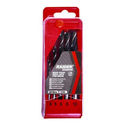 Set burghie pentru lemn Raider, 5 piese, 4-10 mm, pentru găurire precisă