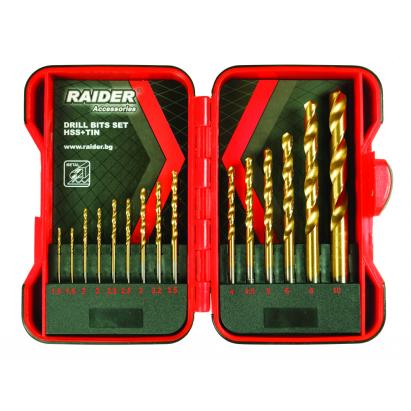 Set burghie pentru metal HSS TiN 1.5-10 mm, 15 piese Raider