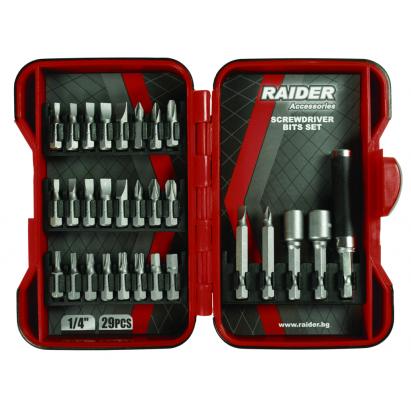 Set biti si adaptoare pentru surubelnita, 29 piese, Raider