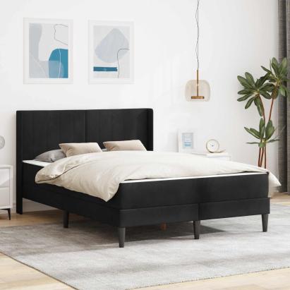 Cadru de pat cu saltea cu headboard Negru 120 x 200 cm Catifea GartenMobel Dekor