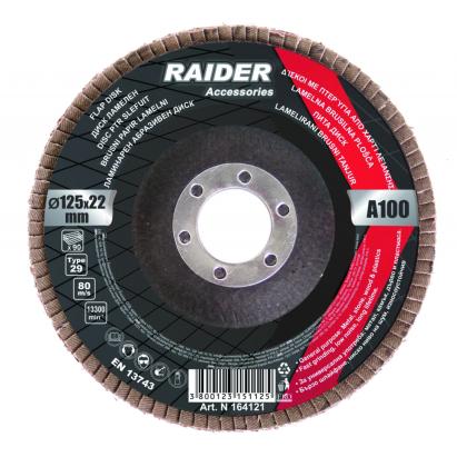 Disc lamelar pentru slefuire 125 mm A60 Raider, pentru metal si lemn