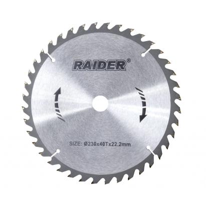 Disc circular pentru lemn Raider 230x40T, alezaj 22,2 mm