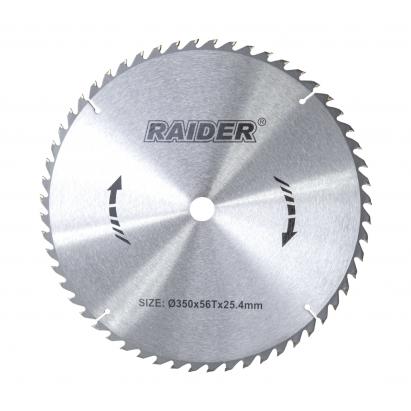 Disc circular pentru lemn Raider 350 mm, 56 dinti, alezaj 25,4 mm
