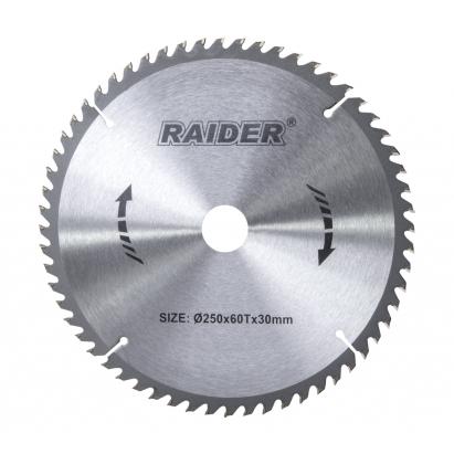 Disc circular pentru lemn Raider 250x60Tx30 mm cu 60 dinți vidia