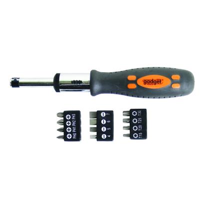 Set șurubelniță cu clichet și biți 13 piese, mâner ergonomic Gadget