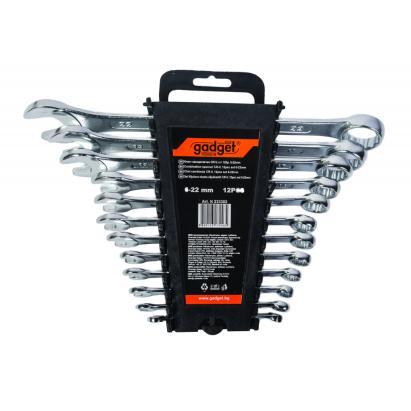 Set 12 chei combinate Gadget Cr-V 6-22 mm, cu suport de organizare