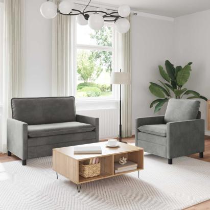 Set de canapea 2 pcs Gri deschis Catifea GartenMobel Dekor