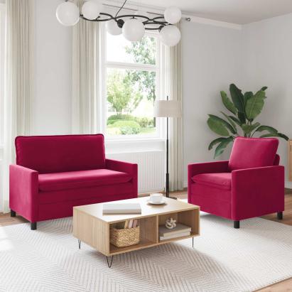 Set de canapea 2 pcs Roșu Vin Catifea GartenMobel Dekor