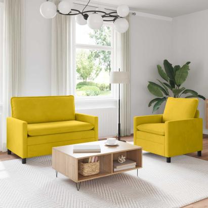 Set de canapea 2 pcs Galben Catifea GartenMobel Dekor