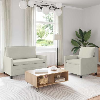 Set de canapea 2 pcs Crem Catifea GartenMobel Dekor