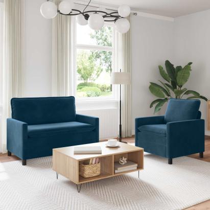 Set de canapea 2 pcs albastru Catifea GartenMobel Dekor