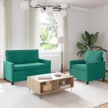 Set de canapea 2 pcs Turcoaz Catifea GartenMobel Dekor