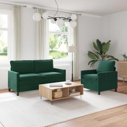 Set de canapea 2 pcs Verde închis Catifea GartenMobel Dekor