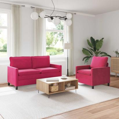 Set de canapea 2 pcs Roșu Vin Catifea GartenMobel Dekor