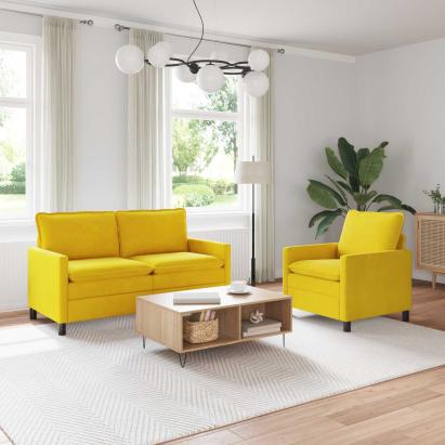 Set de canapea 2 pcs Galben Catifea GartenMobel Dekor