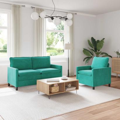 Set de canapea 2 pcs Turcoaz Catifea GartenMobel Dekor