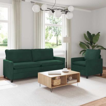 Set de canapea 2 pcs Verde închis Catifea GartenMobel Dekor
