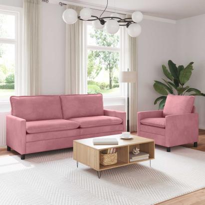 Set de canapea 2 pcs Roz Catifea GartenMobel Dekor
