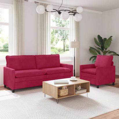 Set de canapea 2 pcs Roșu Vin Catifea GartenMobel Dekor