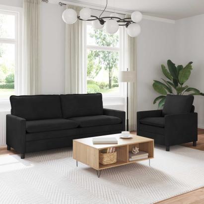 Set de canapea 2 pcs Negru Catifea GartenMobel Dekor