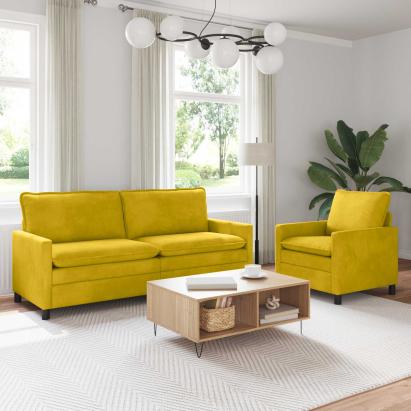 Set de canapea 2 pcs Galben Catifea GartenMobel Dekor