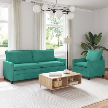 Set de canapea 2 pcs Turcoaz Catifea GartenMobel Dekor