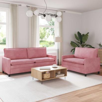 Set de canapea 2 pcs Roz Catifea GartenMobel Dekor