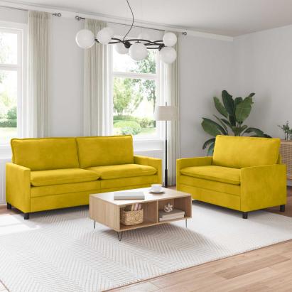 Set de canapea 2 pcs Galben Catifea GartenMobel Dekor