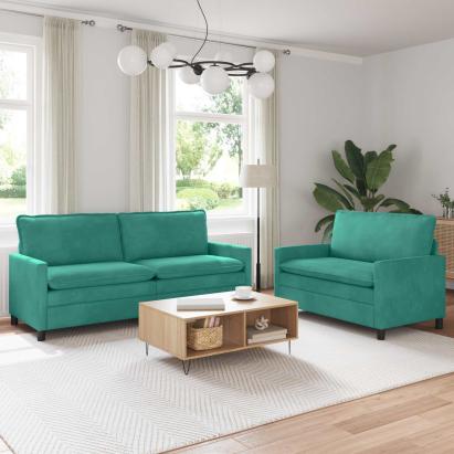 Set de canapea 2 pcs Turcoaz Catifea GartenMobel Dekor