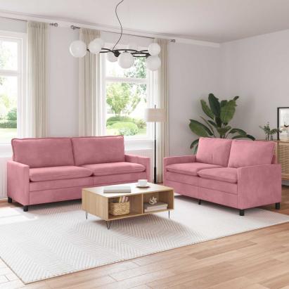 Set de canapea 2 pcs Roz Catifea GartenMobel Dekor