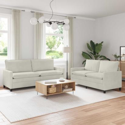 Set de canapea 2 pcs Crem Catifea GartenMobel Dekor