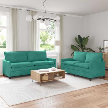 Set de canapea 2 pcs Turcoaz Catifea GartenMobel Dekor