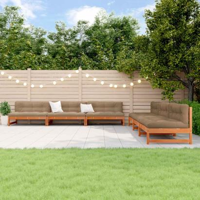 Set de lounge pentru grădină 6 pcs Maro Ceară Lemn masiv de pin GartenMobel Dekor